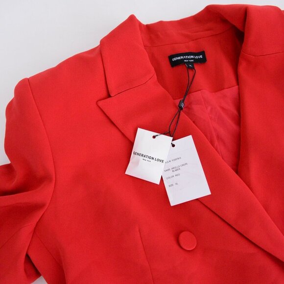 Generation Love New York Red Arielle Crepe Red Double Breasted Blazer XL - Picture 10 of 13